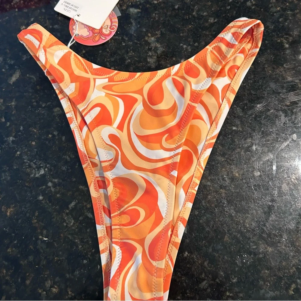 Kulani Kinis Orange and White Swim Sarong - Picture 2 of 6